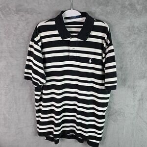 Polo Ralph Lauren Striped Polo Shirt Black White Short Sleeve XL Cotton Pique